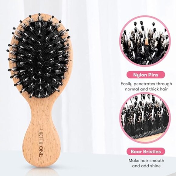 Mini Boar Bristle Hairbrush NEW - Picture 2 of 3